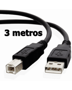 Cabo USB Para Impressora 3 Metros - Cabo USB AM / BM 3 Metros