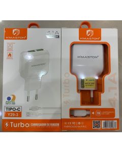  Carregador Celular TipoC Com 1 Cabo E 2 Saidas Usb - H-Mastor