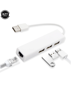 Adaptador De Rede Rede RJ45 para USB Com Rabicho 10/100 + 3 Portas USB