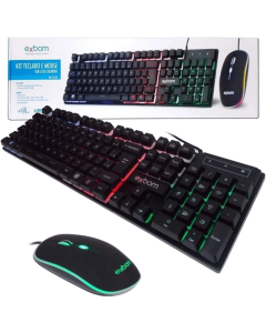 Kit Mouse e Teclado Computador Gamer ABNT2 Exbom BK-G550