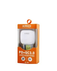 Carregador Celular USB e USB-C para TipoC 20W Kaidi KD-106C