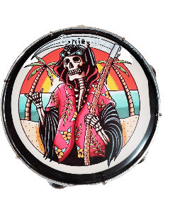 Pandeiro 10 Polegadas Pele Leitosa Vip Caveira Praia