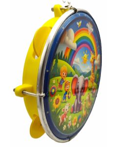Pandeiro Infantil Junior 8 Pele Leitosa Abs Chave Afinação Elefante Fr - Amarelo