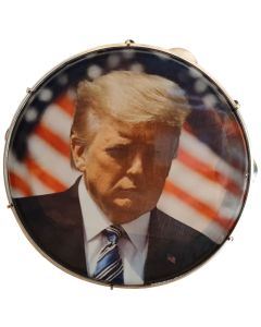 Pandeiro 10 Pol Pele Leitosa Presidente Donald Trump Usa - Preto