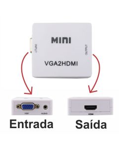 Mini Conversor Vga Para Hdmi Com Áudio P2 VGA2 para HDMI 1